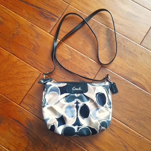 Coach Handbags - Coach C Monogram Black Tan Gray Sateen Crossbody Bag